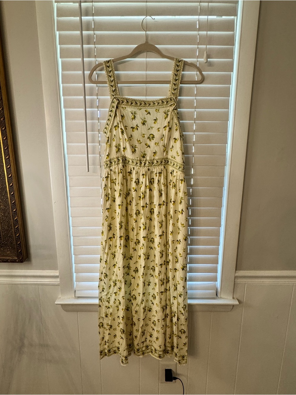 Max Studio Cream Maxi Dress with Yellow Lemon Print